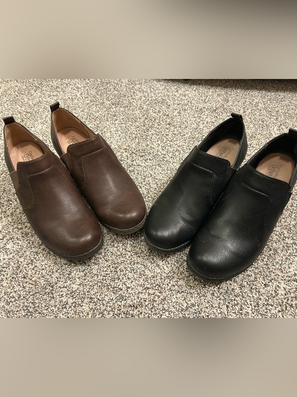Set of 2 pairs Women’s Slip-On Clog Shoes - Black and Brown 10 Wide